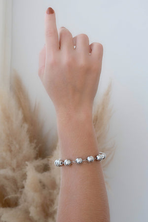 Pulseira Bolas Lisas Ródio Branco