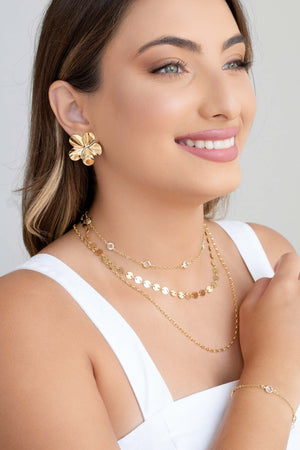 Choker Plaquinhas Redondas Flat Banhado a Ouro 18K