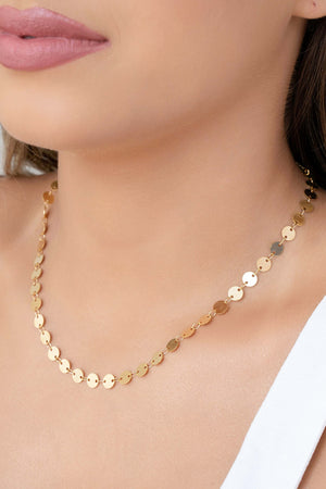 Choker Plaquinhas Redondas Flat Banhado a Ouro 18K