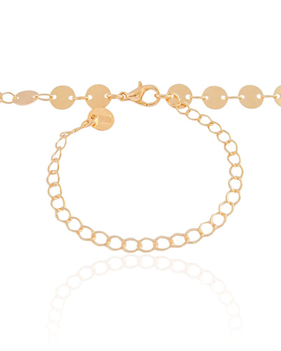 Choker Plaquinhas Redondas Flat 6 mm Banhado a Ouro 18K - 32 cm