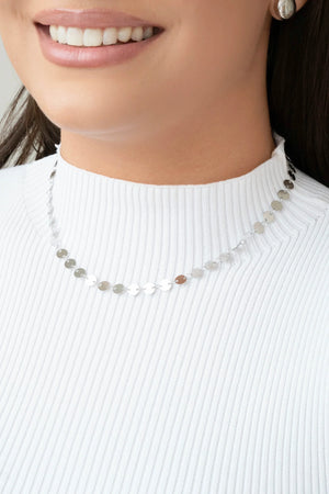 Choker Plaquinhas Redondas Flat Ródio Branco