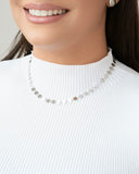 Choker Plaquinhas Redondas Flat Ródio Branco