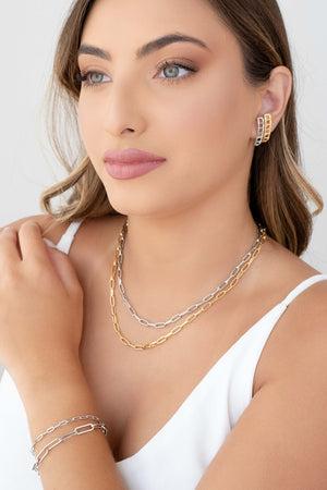 Gargantilha Elos Ovais Ródio Branco