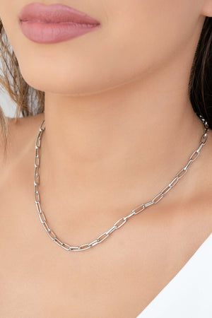 Gargantilha Elos Ovais Ródio Branco