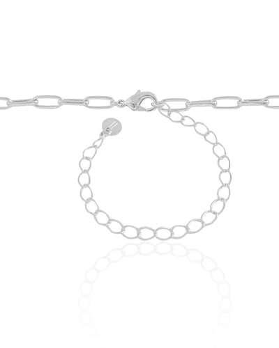 Choker Elos Ovais 4 mm Ródio Branco - 32 cm