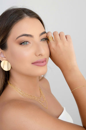 Gargantilha Tripla Elos Banhado a Ouro 18K