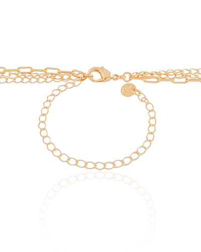 Choker Tripla Elos Banhado a Ouro 18K - 35 cm