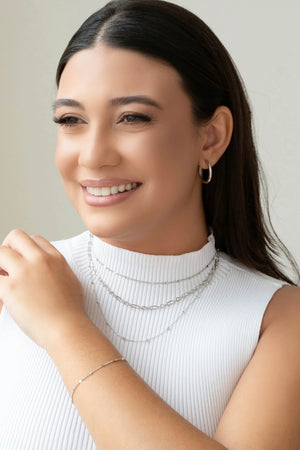 Pulseira Grumet Plaquinhas Ródio Branco