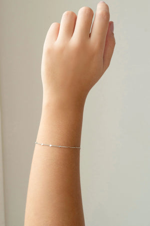 Pulseira Grumet Plaquinhas Ródio Branco