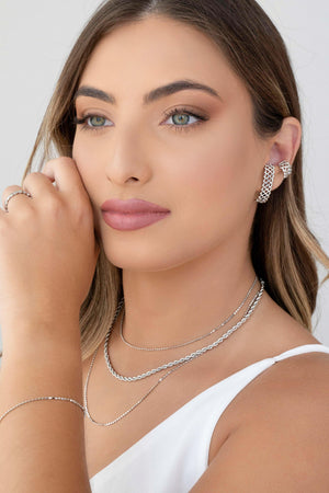 Pulseira Bolinhas Achatadas Ródio Branco