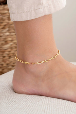 Tornozeleira Elos Ovais Banhado a Ouro 18K