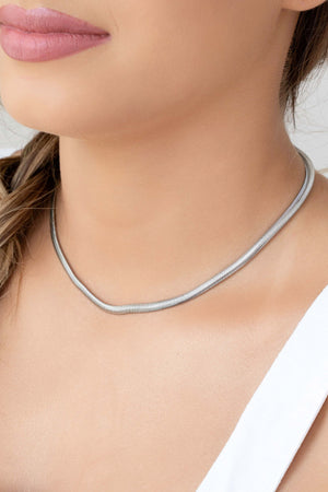 Choker Snake 4 mm Ródio Branco