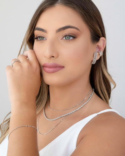 Choker Cordão Baiano 3 mm Ródio Branco - 32 cm