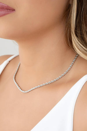 Choker Cordão Baiano 3 mm Ródio Branco