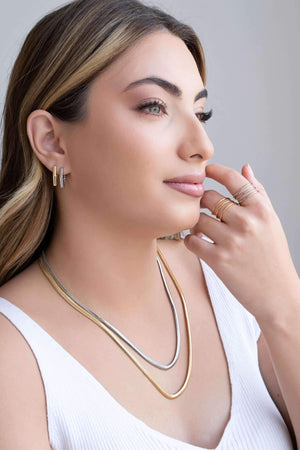 Gargantilha Snake 4 mm Ródio Branco