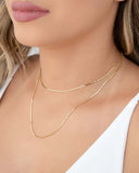 Gargantilha Longa Bolinhas Achatadas Banhado a Ouro 18K