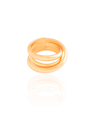 Anel Filetes Entrelaçados Tamanho 18 Banhado a Ouro 18K