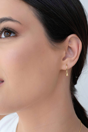 Brinco Argola Click Bolinha Lisa Banhado a Ouro 18K