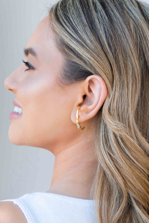 Ear Hook Dois Filetes Liso Banhado a Ouro 18K