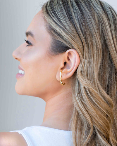 Ear Hook Dois Filetes Liso Banhado a Ouro 18K