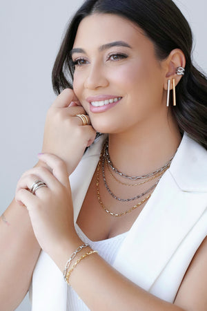 Choker Elos Ovais Lisos Ródio Branco