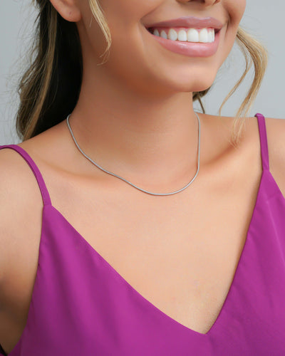 Choker Rabo de Rato 2 mm Ródio Branco - 32 cm