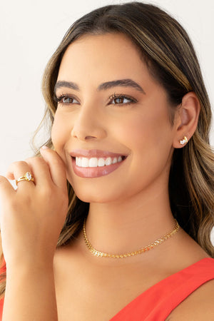 Brinco Navetes Cristal Banhado a Ouro 18K