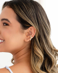 Piercing Cruz Cravejada Cristal Banhado a Ouro 18K