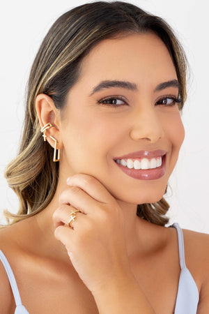 Piercing Cruz Cravejada Cristal Banhado a Ouro 18K