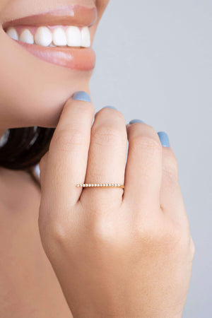 Anel Ajustável Palito Cravejado Cristal Tamanho M Banhado a Ouro 18K