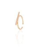 Anel Ajustável Palito Cravejado Cristal Tamanho M Banhado a Ouro 18K