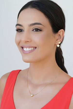 Brinco Coração Liso Banhado a Ouro 18K