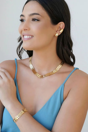 Choker Escamas 12 mm Banhado a Ouro 18K