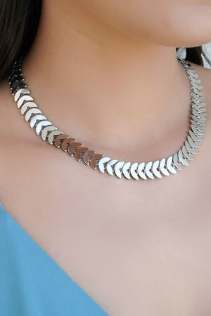 Choker Escamas 12 mm Ródio Branco