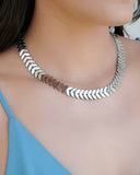 Choker Escamas 12 mm Ródio Branco