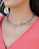 Gargantilha Elos Ovais 8 mm Ródio Branco - 45 cm