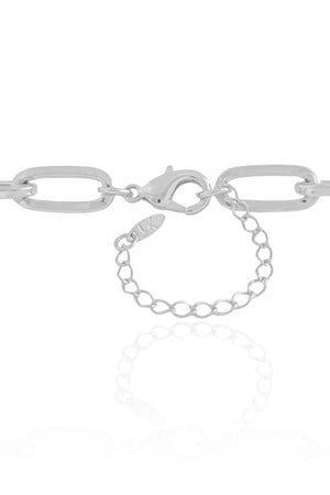 Gargantilha Elos Ovais 8 mm Ródio Branco - 45 cm