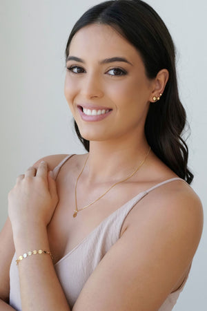Pulseira Plaquinhas Redondas Flat 6 mm Banhado a Ouro 18K