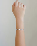 Pulseira Plaquinhas Redondas Flat 6 mm Ródio Branco