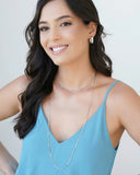 Gargantilha Longa Plaquinhas Duplas Ródio Branco