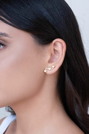 Ear Cuff Corações Liso Banhado a Ouro 18K