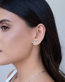 Ear Cuff Corações Liso Ródio Branco