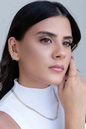 Brinco Argola Click Gota Lisa 1.4 cm Banhado a Ouro 18K