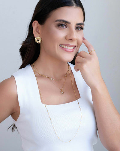 Colar Longo Plaquinhas Redondas 4 mm Banhado a Ouro 18K - 80 cm