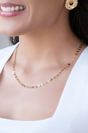 Gargantilha Plaquinhas Redondas 4 mm Banhado a Ouro 18K