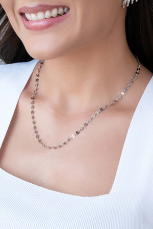 Gargantilha Plaquinhas Redondas 4 mm Ródio Branco