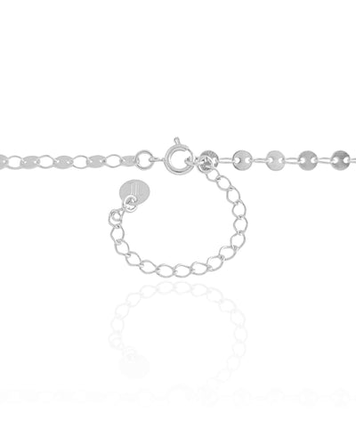 Colar Longo Plaquinhas Redondas 4 mm Ródio Branco - 80 cm