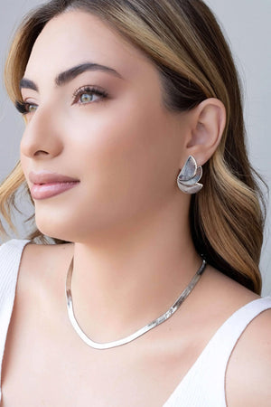 Choker Malha Fita 5 mm Ródio Branco