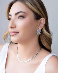 Choker Malha Fita 5 mm Ródio Branco