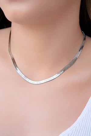 Choker Malha Fita 5 mm Ródio Branco